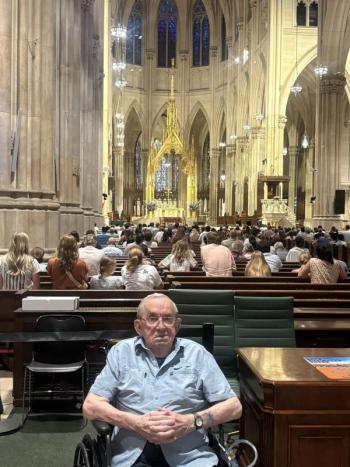 Myron McLellan of Boothbay at St. Patrick's Catholic Church in New York City. Courtesy of Margaret Salt McLellan