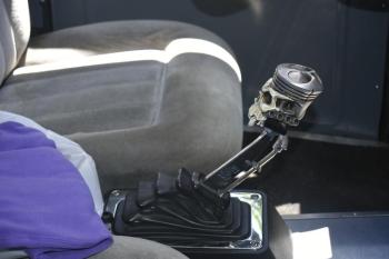 Custom console shifter made from a barbecue grill. LISA KRISTOFF/Boothbay Register in 1942 Chevy truck. LISA KRISTOFF/Boothbay Register