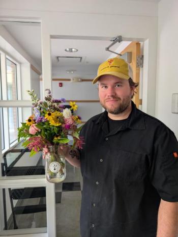 Bouquet delivered to Russell Brackett, chef at Lincoln Academy. Courtesy photo