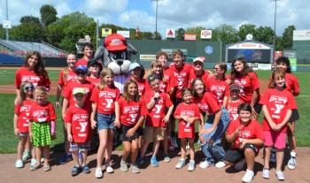 Mirabile's Y Arts group after their performance at Hadlock Field in Portland before a Sea Dogs game in 2022. File photo