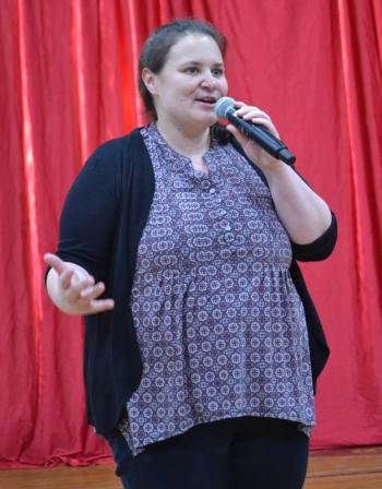 Emily Mirabile introducing a show. File photo