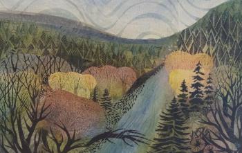“Summer," by Kelly Desrosiers in the mixed media and collage show at the Maine Art Gallery. Courtesy of the venue