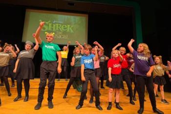The cast of "Shrek, Kids," one of the Y-Arts summer musicals, directed by Emily Mirabile. Courtesy of Emily Mirable