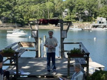Len Mattano speaking right before the unveiling of the new plaque. Sheila Balog photo
