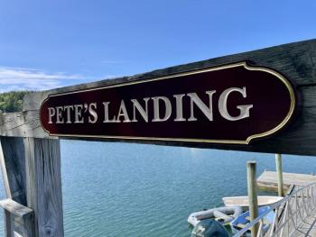 The new Pete's Landing sign. Len Mattano photo