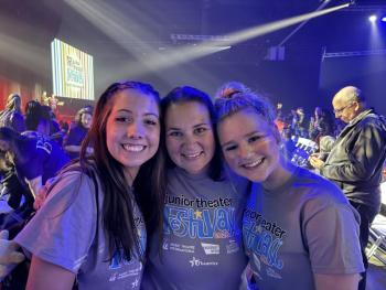 Emily Mirabile, center, with Sarah Harris and Sophia Mansfield at the 2026 Junior Theater Festival. File photo