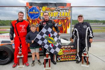 Crate Modifieds: Pictured from left, Nick Hinkley, Trent Reed, Brad Babb and Allan Moeller Sr. Jasen Dickey photo