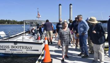 And another group arrives on Burnt Island on Maine Lighthouse Day, Sept. 12. LISA KRISTOFF/Boothbay Register