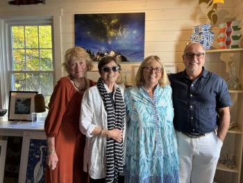 The auction quartet, from left: Diana Kerr, Kathleen Jones, Rep. Holly Stover, and Peter Panagor. LISA KRISTOFF/Boothbay Register