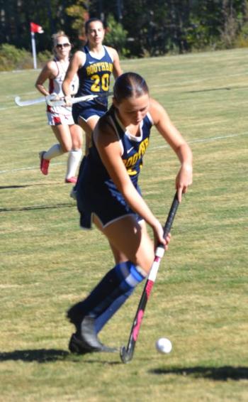 Izzy Andreasen gets ahead of the Lisbon defense. KEVIN BURNHAM/Boothbay Register