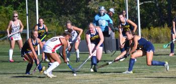 Boothbay looks to prevent an entering pass by Lisbon's Brynne Chase in the first half. KEVIN BURNHAM/Boothbay Register