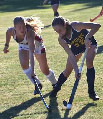 Mabel Kaler tracks down the ball in the second half. KEVIN BURNHAM/Boothbay Register