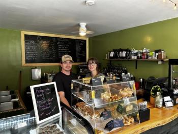 Grounded Coffee owners Kyle Farmer and Allie Marquette. KEVIN BURNHAM/Boothbay Register