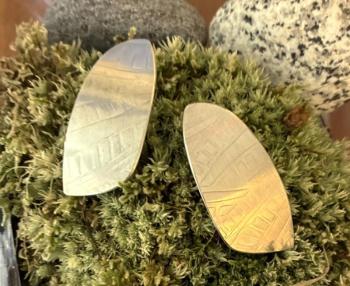 Textured sterling silver earrings by Kathleen Jones.