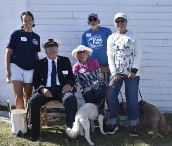 Docents on Burnt Island Sept. 12, from left: Danielle ? this season's keeper, Howard and Dee Wright with Doug and Sharon Goldhirsch and pupsters. LISA KRISTOFF/Boothbay Register