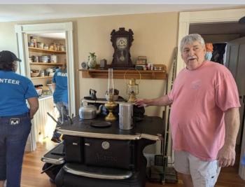 Steve recalling polishing the brass as a boy. Nancy McCullough photo