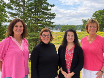 Four of the five new board members of the Boothbay Region Student Aid Fund. From left, Lesley Blethen, Jane Hahn, Peggy Splaine and Lisa Clarke. Missing is Lenore Imhof. Courtesy photo