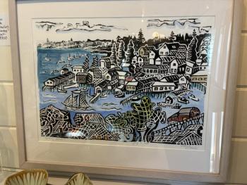 The Villard painted woodcut donated for the event by the artists. 