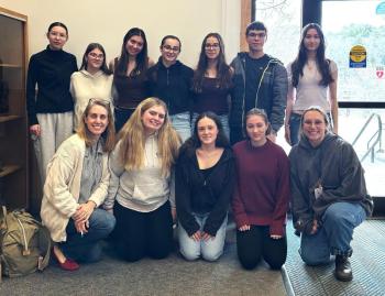 (top, from left) Maggie McCarthy, Allison Smart, Natalie Flagg, Zuri Smith, Moriah Smith, Elijah Smith and Maggie Curtis. (Bottom, from left) Club Advisor Stacy Gauthier, Addie Barter, Olivia Carlson, Audrey Robinson and Club Advisor Ally Ryan. Courtesy of Stacy Gauthier