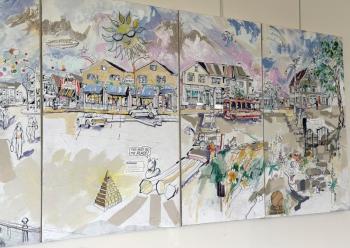 The second half of the Bob Rose mural in the Upstairs Gallery at the Opera House at Boothbay Harbor. Courtesy of the venue