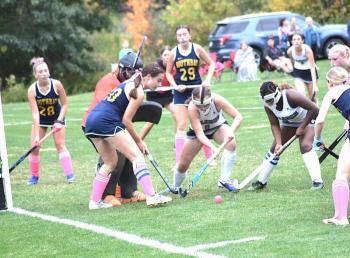 The Seahawks put pressure on Mountain Valley here in the first quarter but the Falcons prevailed in the scoring attempt and the game. KEVIN BURNHAM/Boothbay Register
