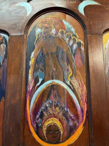 Panel two of "Divine Mother" by Georjean Machulis.