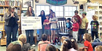 Members of CTL's Service Auxiliary Program accept a grant from Bangor Savings Bank to continue and strengthen the school's community service efforts. Courtesy of CTL