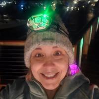 Angie McLellan, armed with her headlamp, starts her daily walk before the sun. Courtesy of Angie McLellan