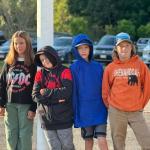 On flag duty are Maxine, daughter of Pascale and Kirk Zehm;  Bryson, son of Melissa and Joseph Hersom;  Sam, son of Daniel and Maureen Cooper;  and Mason, son of Nicole McKay and Patrick Wenners. Students are residents of Alna and Edgecomb. Courtesy photo