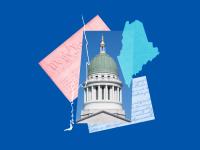 Collage including the State of Maine and the State House