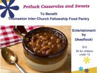 A colorful poster featuring a crock of new england style baked beans.