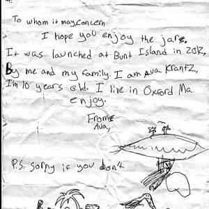 Ava's message in a bottle