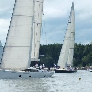 'Rapture,' front, which finished second in the Shipyard Cup, maneuvers around 'Virago,' left, and 'Whisper' during Saturday's race. 'Sheherazade,' below, the Hodgdon Yachts-built racing yacht, was the overall winner in the 2012 Shipyard Cup August 11-12. JOHN EDWARDS/Boothbay Register 'Rapture,' front, which finished second in the Shipyard Cup, maneuvers around Virago, left, and Whisper during Saturday's race. JOHN EDWARDS/Boothbay Register