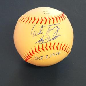 This baseball autographed by Mike Torrez and Bucky Dent is one of the many items up for bid at the Boothbay Classic Charities Sports Auction and Lobster Bake at the Boothbay Railway Museum, Friday, Sept. 21. RYAN LEIGHTON/Boothbay Register. Below, Brenda Blackman presents a check to Special Olympics Maine at the Boothbay Charities Classic Open in 2008. Courtesy of the Boothbay Charities Classic committee This baseball autographed by Mike Torrez and Bucky Dent is one of the many items up for bid at the Boothbay Classic Charities Sports Auction and Lobster Bake at the Boothbay Railway Museum, Friday, Sept. 21. RYAN LEIGHTON/Boothbay Register
