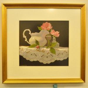Bremen's Claire Hancock won best in show for her painting titled “Pink 'Knock-Out' Roses." BEN BULKELEY/Boothbay Register