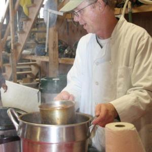 Craig Andrews, owner/operator of Andrews' Harborside Restaurant, gets ready for the Chowder and Chili Challenge.