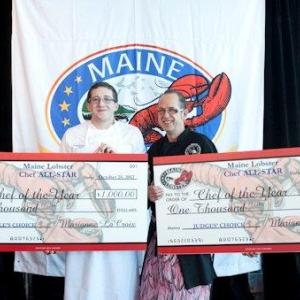People's Choice award for Maine Lobster Chef of the Year Mackenzie Arrington, left, and Judges' pick for Maine Lobster Chef of the Year Kerry Altiero at the Harvest on the Harbor event in Portland. The event is sponsored by the Maine Lobster Promotion Council. Arrington is the son of Margaret Salt McLellan of Boothbay and Noel Arrington also of Boothbay. Courtesy of Ted Axelrod People's Choice award for Maine Lobster Chef of the Year Mackenzie Arrington, left, and Judges' pick for Maine Lobster Chef of the Year Kerry Altiero at the Harvest on the Harbor event in Portland. The event is sponsored by the Maine Lobster Promotion Council. Arrington is the son of Margaret Salt McLellan of Boothbay and Noel Arrington also of Boothbay. Courtesy of Ted Axelrod