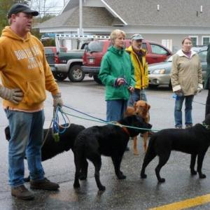 Don Kingsbury of Two Salty Dogs joins the walk with his three excited labs, Auggie, Max and Coal. Below: Tabetha Harrington, the top walker, raised more than $2,000 for the shelter. KATRINA CLARK/Boothbay Register Don Kingsbury of Two Salty Dogs joins the walk with his three excited labs, Auggie, Max and Coal. KATRINA CLARK/Boothbay Register