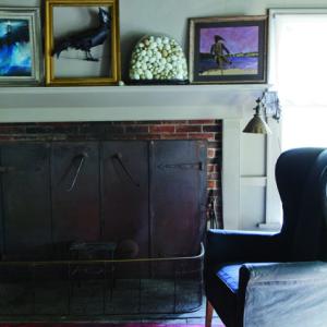 The Marston Home living room also doubles as a dining space and often the fireplace is used for cooking. 