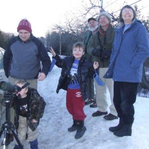 Bird watchers in Bristol. From left, Jeff Wells, Evan Wells, Alden Hallett, Mark Shannon, Seth Benz and Margie Shannon enjoy spotting a few aviary wonders in 2009. Courtesy of Allison Wells 