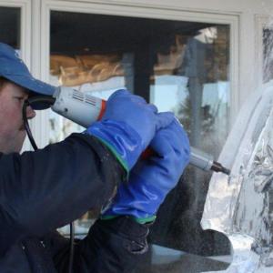 Chef Tim Pierce, originally from Boothbay Harbor, carved nearly 12,000 pounds of ice for the new bar and lounge at the Samoset Resort. Courtesy of Samoset Resort