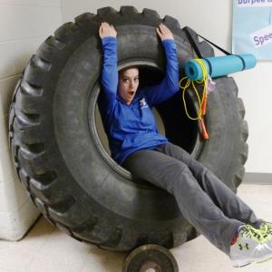 Hake shows us that tires aren't just great for flipping, they can be a lot of fun, too. KATRINA CLARK/Boothbay Register