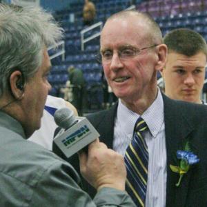 I.J. Pinkham, seen here being interviewed by Bim Gibson, will take his fifth team to the state championship game. KEVIN BURNHAM/Boothbay Register I.J. Pinkham, seen here being interviewed by Bim Gibson, will take his fifth team to the state championship game. KEVIN BURNHAM/Boothbay Register