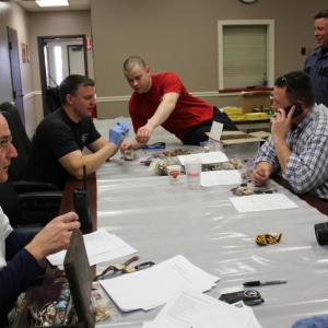 Left to right, BHPD Officer Scott Mercier, Chief Bob Hasch, Officer Jared Mitkus, Officer Nick Upham, and Sagadahoc Sheriffs Officer Detective Adam Temple. SUE MELLO/Boothbay Register