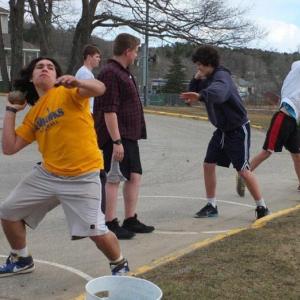  Antonio Maulolo, a new face on the team, is learning the technique of throwing the shot put. RYAN LEIGHTON/Boothbay Register