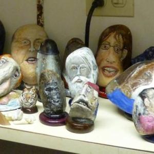 Charles Asbury's painted rocks on display in his Boothbay Harbor home. KATRINA CLARK/Boothbay Register