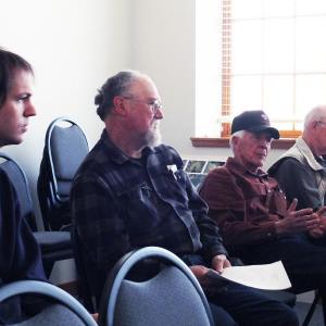 Mike Witte, third from left, is an Animal Damage Control Agent with the Maine Department of Inland Fisheries and Wildlife. He works with Bristol Animal Control Officer Kyle Emerson, left. JOHN MAGUIRE/Wiscasset Newspaper