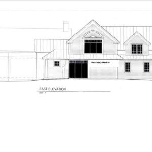 This architectural drawing depicts the expected new look of the Boothbay Harbor Memorial Library as it will appear from the parking lot on Howard Street. The library's trustees hope to begin work this fall with completion targeted for April 2014. Courtesy of Boothbay Harbor Memorial Library