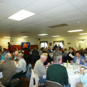 The downstairs dining room at the Congregational Church was jam packed. KATRINA CLARK/Boothbay Register