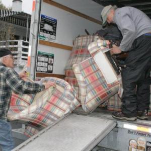 York Fischer, left, and Ted Repa load some stuffed chairs into the truck at the Rocktide Inn on Thursday, May 23. KEVIN BURNHAM/Boothbay Register York Fischer, left, and Ted Repa load some stuffed chairs into the truck at the Rocktide Inn on Thursday, May 23. KEVIN BURNHAM/Boothbay Register